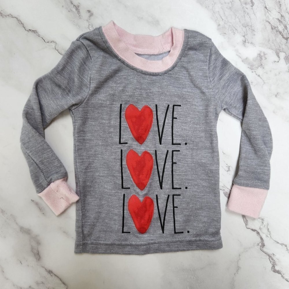 Rae Dunn Love Long Sleeve Grey Pajama Shirt Top 12M